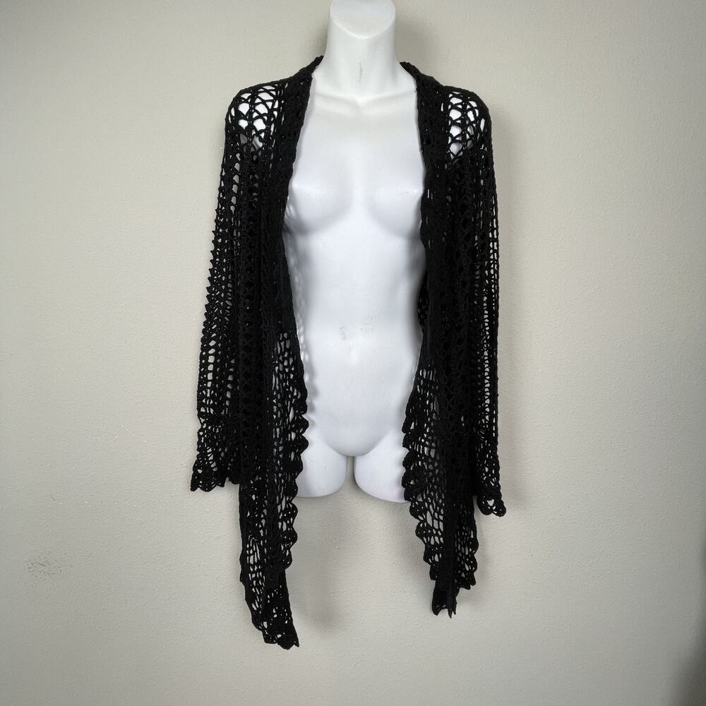 Vertigo Black Crochet Knit Top Size M Grunge Fairy Boho‎ Festival Cover Up